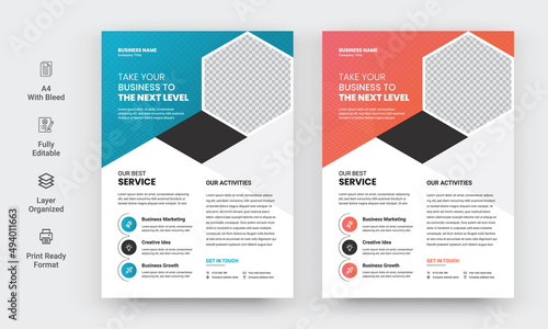 Modern Colorful Business Flyer design template for poster, brochure, cover, leaflet. design layout with triangle graphic elements and space for Vector background.