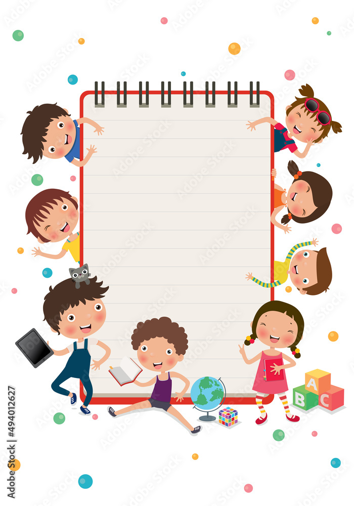 Education of Preschool, Blank Notebook for Children, white space for your text entry, vector, illustration Education of Preschool, Blank Notebook for Children, white space for your text entry, vector, illustration