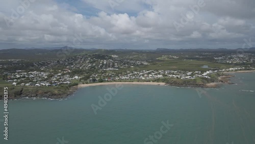 Cooee Bay Locality And White-sand Beach With Ross Creek In Livingstone Shire, Queensland, Australia. - aerial photo