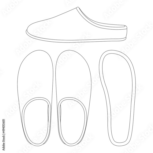 Template washable slippers vector illustration flat design outline clothing