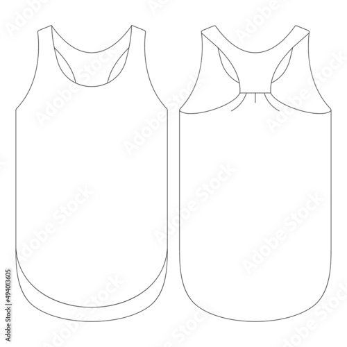 Template women tank top loose  vector illustration flat design outline clothing