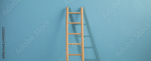 wooden stairs on blue background