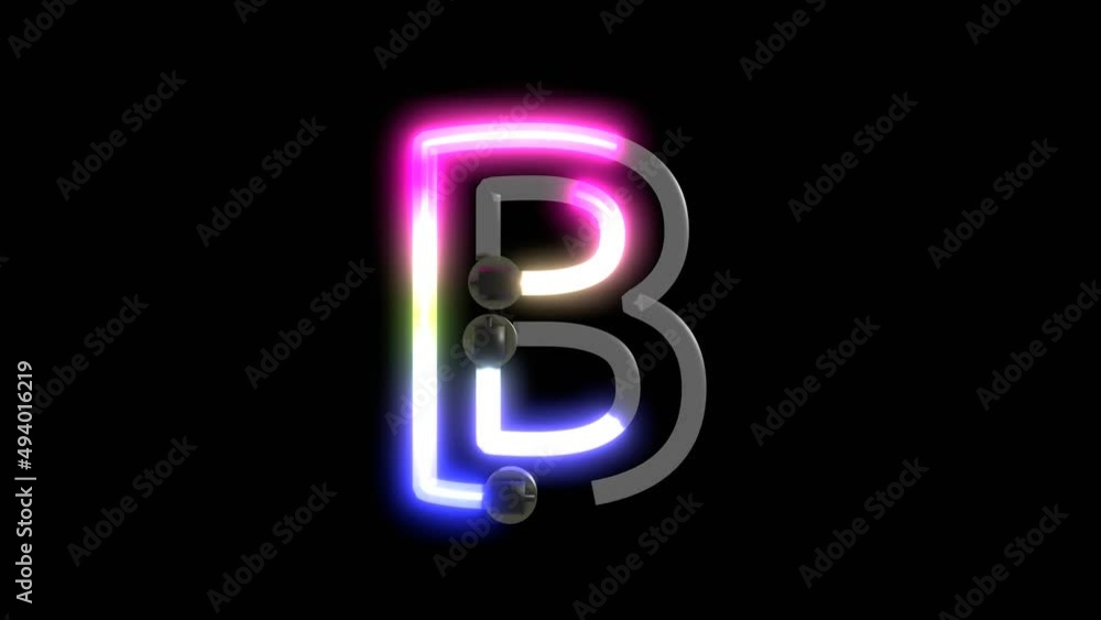 Animation of Neon Lights Turning on Letter B Animation of Neon Lights Turning on Letter B