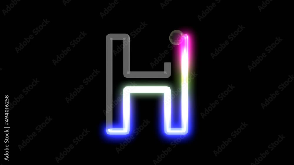 Animation of Neon Lights Turning on Letter H Animation of Neon Lights Turning on Letter H