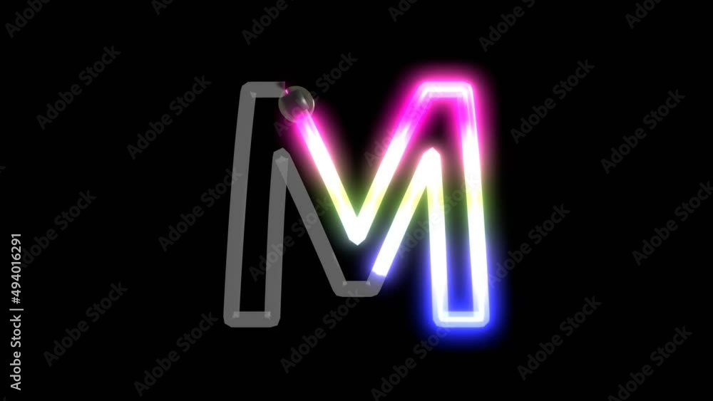 Animation of Neon Lights Turning on Letter M Animation of Neon Lights Turning on Letter M