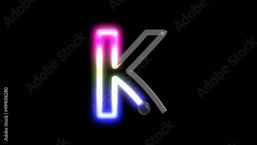 Animation of Neon Lights Turning on Displaying the Letter K