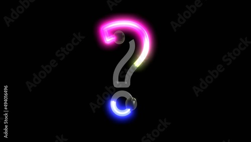 Animation of Neon Lights Turning on displaying a Question Mark