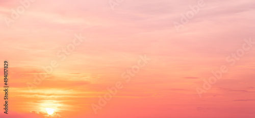 Photography Evening sky,Pink sky background with romantic colorful sunlight with orange, yellow and dramatic nature background