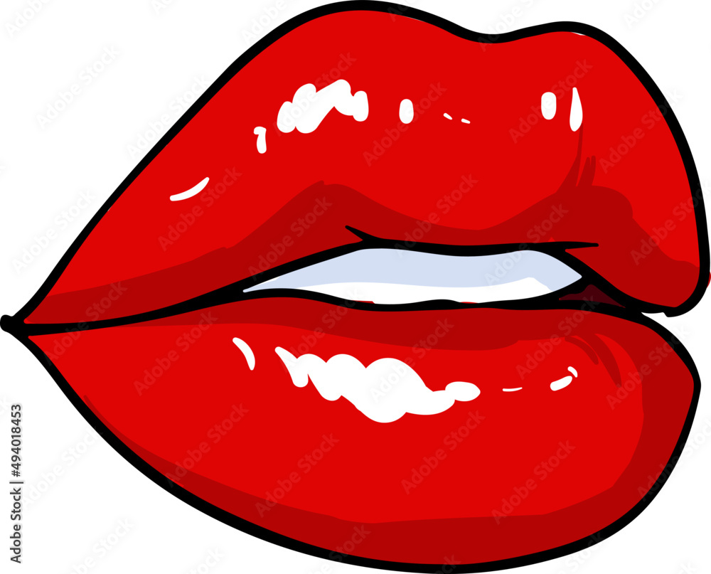 Glossy Red Lips with White Teeth Comics Illustration Glossy Red Lips with White Teeth Comics Illustration