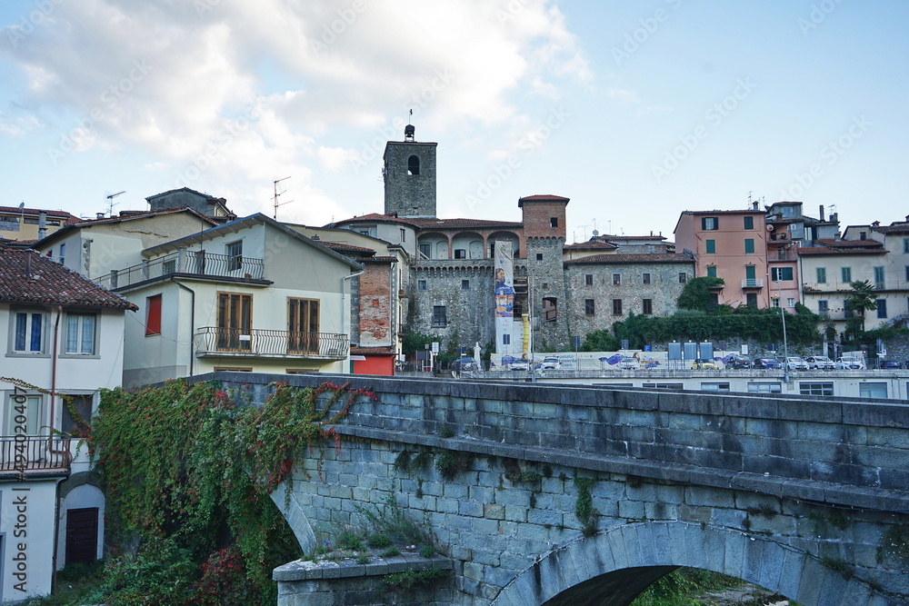 Madonna bridge over the Turrite Secca stream in Castelnuovo Garfagnana, Tuscany, Italy