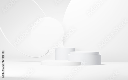 Podium abstract background. Geometric shape.white colors scene. Minimal 3d rendering. Scene with geometrical background. 3d render © WC Studio