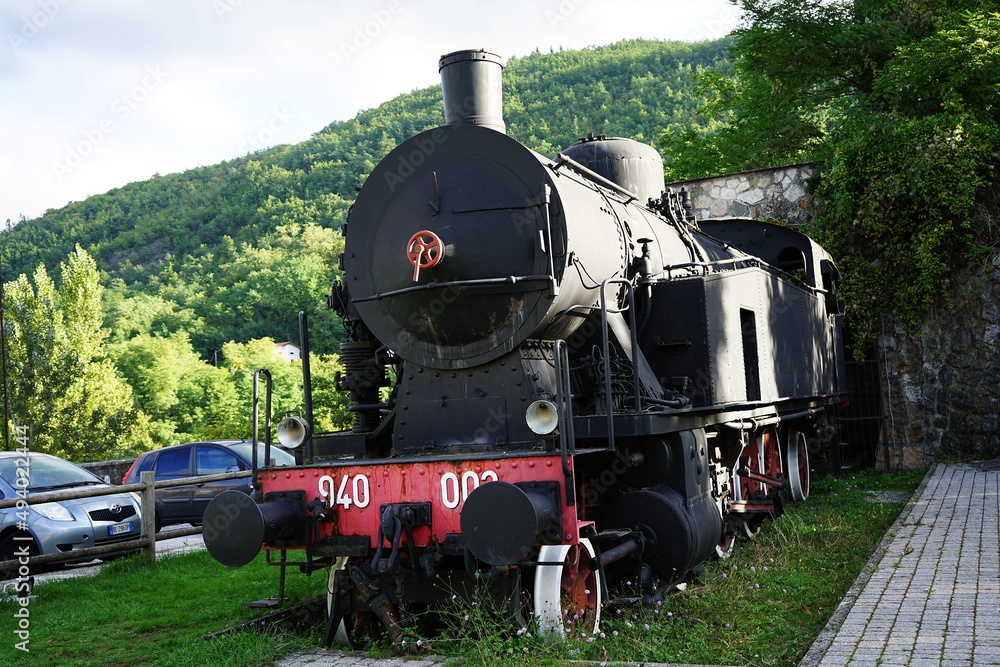 Old steam locomotive at Piazza al Serchio, Tuscany, Italy Old steam locomotive at Piazza al Serchio, Tuscany, Italy