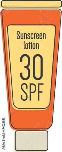 Sunscreen Lotion 30 SPF Colored Illustration