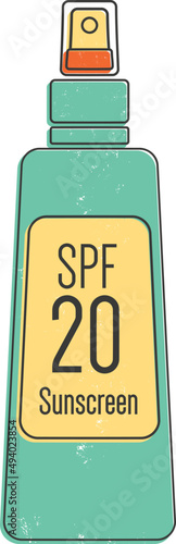 Sunscreen Tube 20 SPF Colored Illustration