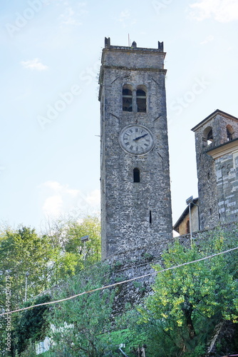 Bell tower of the church of San Jacopo a Gallicano in Garfagnana, Tuscany, Italy photo