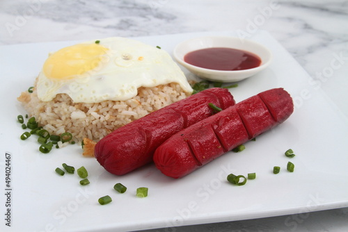 Freshly cooked Filipino food called Hotsilog photo