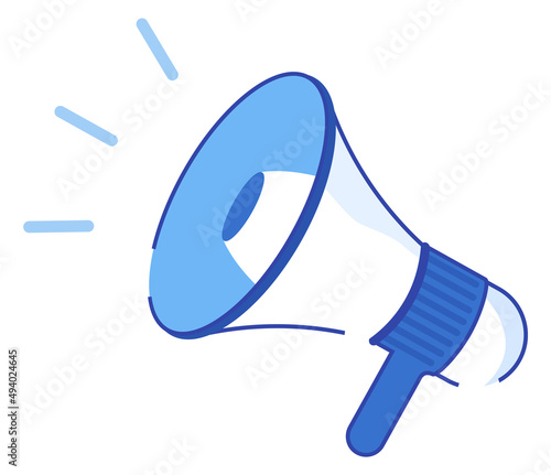 Megaphone, loudspeaker, device for loud sound reproduction. Human speech loudness amplifier. Device for converting electrical signals into acoustic. Shoutbox for loud announcements, advertisements