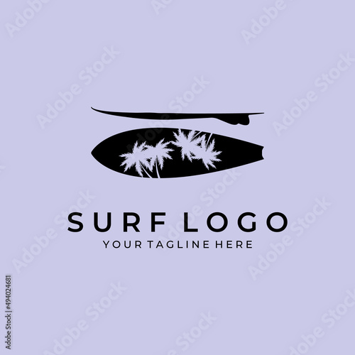 surf vintage retro minimalist logo vector illustration design