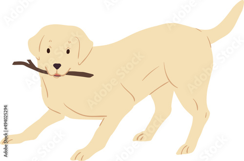 Labrador Retriever Dog Playing Illustration