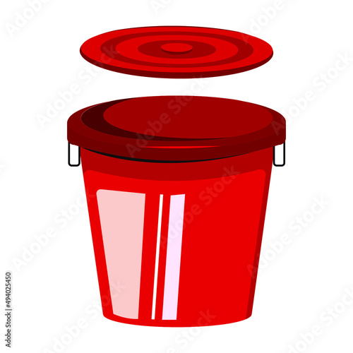 vector icon big red bucket with lid illustration