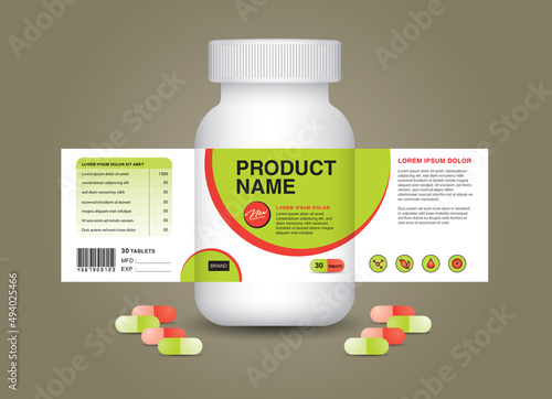 supplement bottle Packaging, Cosmetic package. product design. Beauty label, 3d supplement bottle vector, 3d white plastic Pills box, White medical container. healthcare bottle, realistic mock-up. 