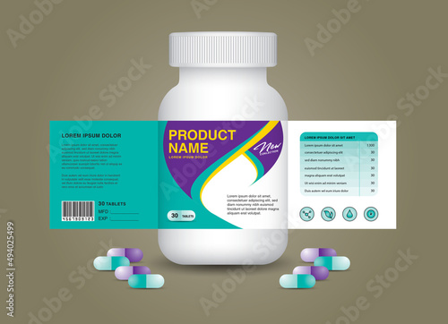 supplement bottle Packaging, Cosmetic package. product design. Beauty label, 3d supplement bottle vector, 3d white plastic Pills box, White medical container. healthcare bottle, realistic mock-up. 