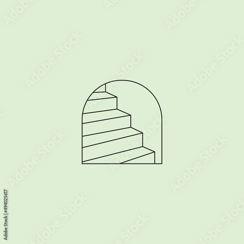 line art abstract stairs in the door nature logo vector symbol illustration design