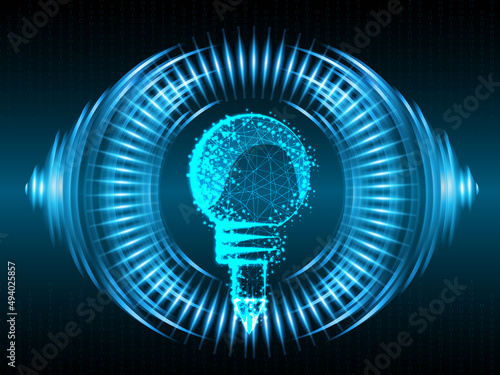 2d illustration bulb future technology, innovation background, creative idea concept 