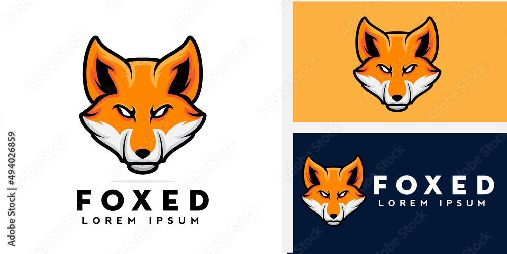 creative head fox logo design illustration vector template icon mascot