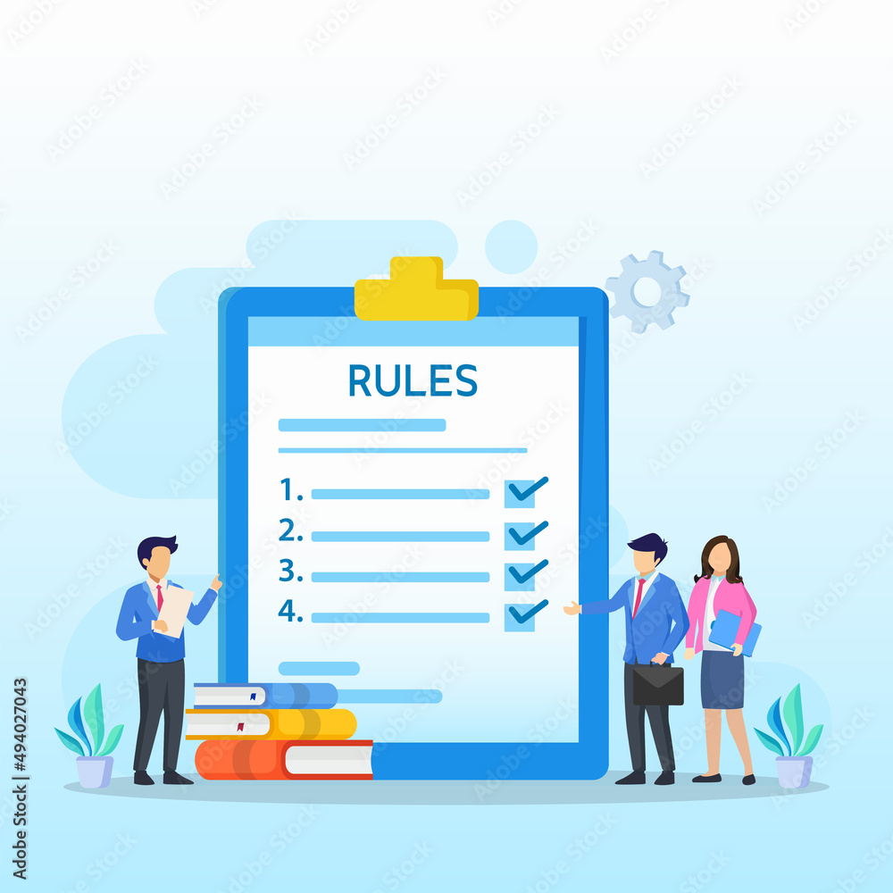 Business people studying list of rules, reading guidance, making checklist Vector illustration. Business people studying list of rules, reading guidance, making checklist Vector illustration.