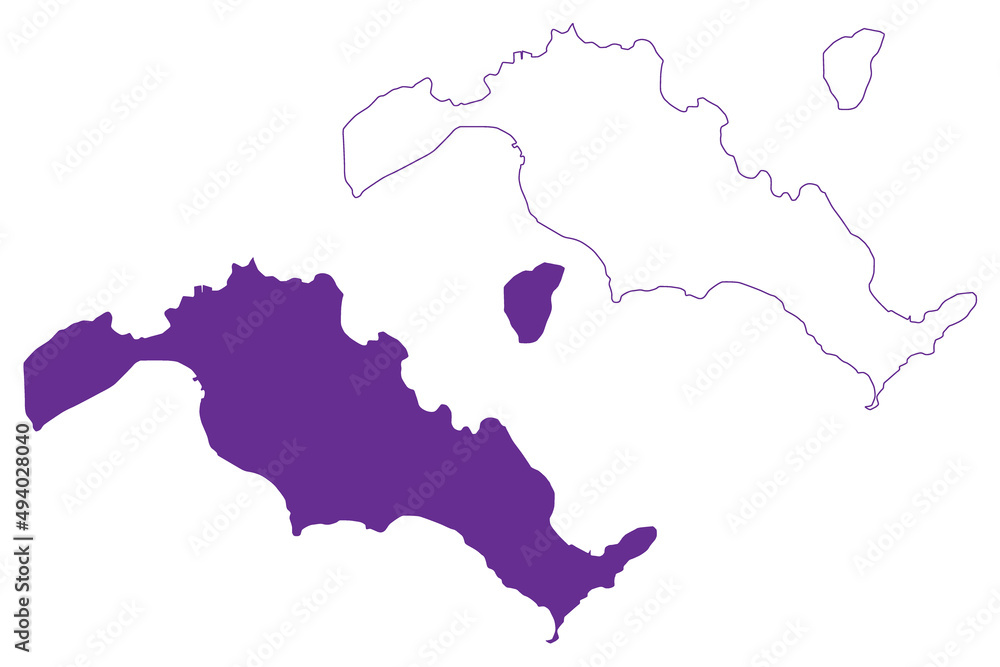 Naklejka premium Heigun and Kakezu island (Japan, East Asia, Japanese archipelago, Oki Islands) map vector illustration, scribble sketch map