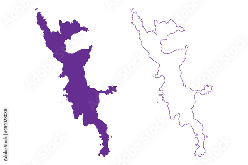 Hahajima island (Japan, East Asia, Japanese archipelago, Ogasawara Islands) map vector illustration, scribble sketch Hahajima map
