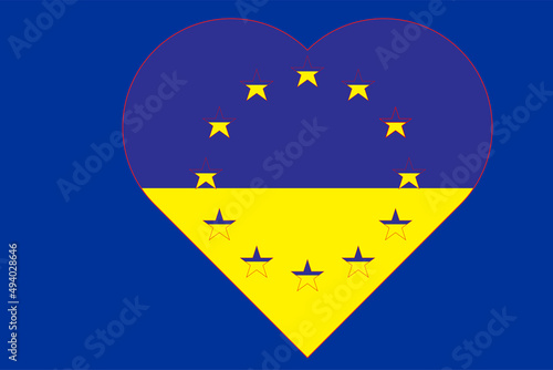 Flag of Ukraine in the shape of a heart on the background of the European Union flag.Ukraine and EU concept. Illustration Free Download Flag of Ukraine in the shape of a heart on the background of the European Union flag.Ukraine and EU concept. Illustration - GFXLoad
