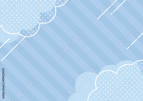 ポップでかわいい背景装飾イラスト　雨と雲　ドット　ストライプ