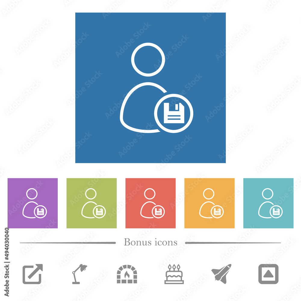 Save user account outline flat white icons in square backgrounds Save user account outline flat white icons in square backgrounds