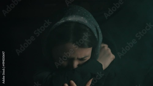 Woman suffocating from the smoke in the basement