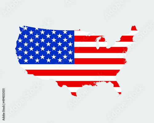 United States of America USA Flag Map. Map of U.S.A. with the American country banner. Vector Illustration.