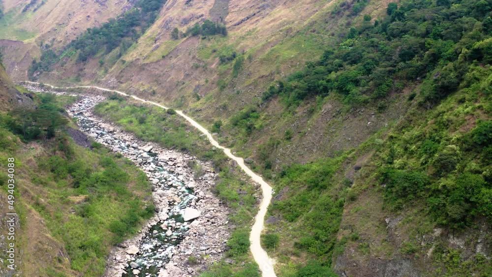 Flight above the Urubamba river near Machu Picchu in Peru Flight above the Urubamba river near Machu Picchu in Peru