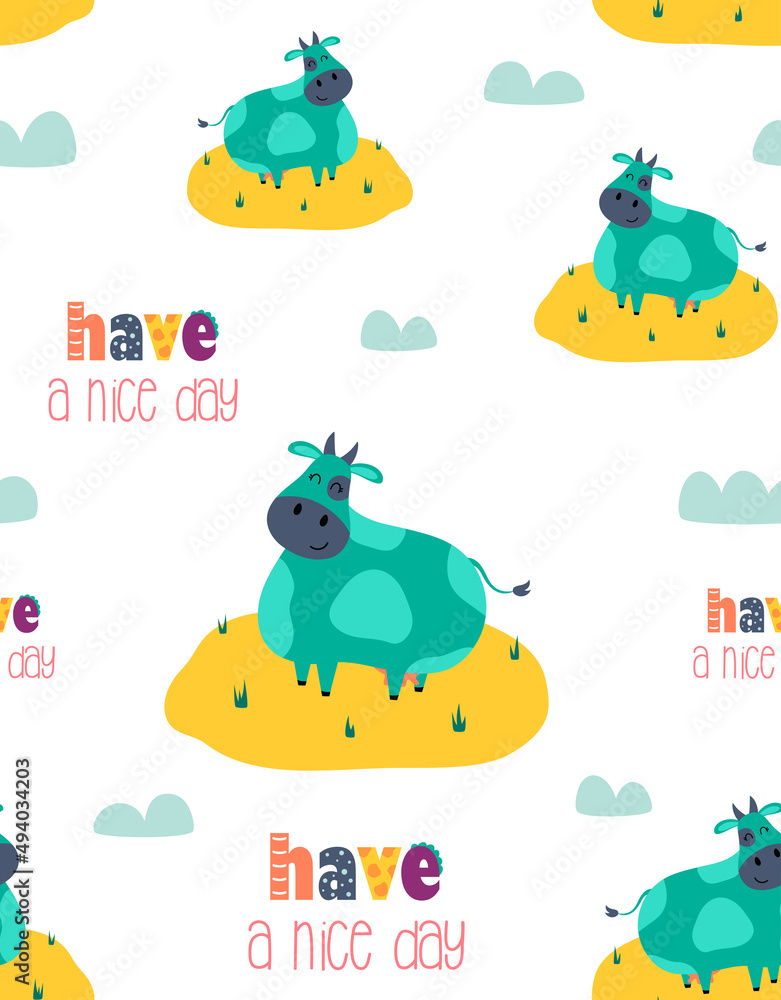 cartoon seamless pattern with cute funny cow cartoon seamless pattern with cute funny cow
