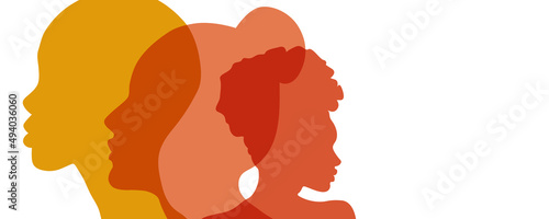 Banner background of human profile silhouette, vector illustration