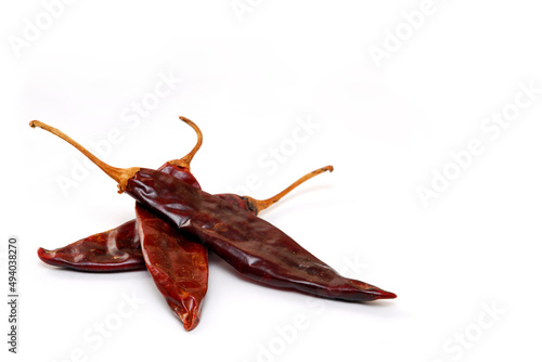 Print op canvas Guajillo chili, dried guajillo chili isolated on white background with space for