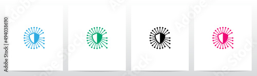  Shield Line Nodes Letter Logo Design G