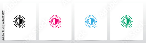  Shield Line Nodes Letter Logo Design Q