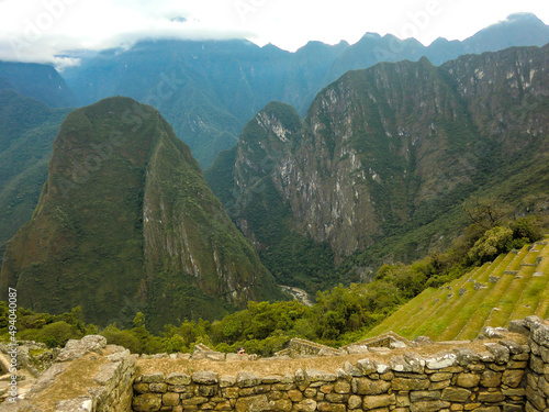 Putucusi mountain in Machu Picchu citadel of the Inca empire in Cusco (Cuzco), Peru. photo