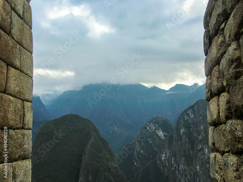 Putucusi mountain in Machu Picchu citadel of the Inca empire in Cusco Cuzco Peru photo