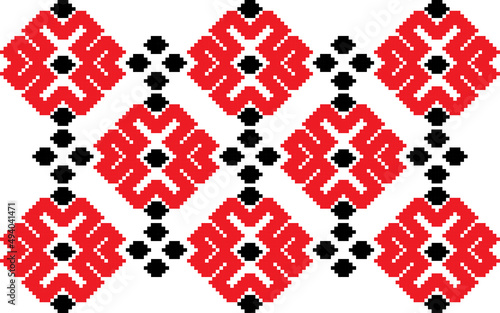Traditional Romanian folk art knitted embroidery pattern; sewing pattern
