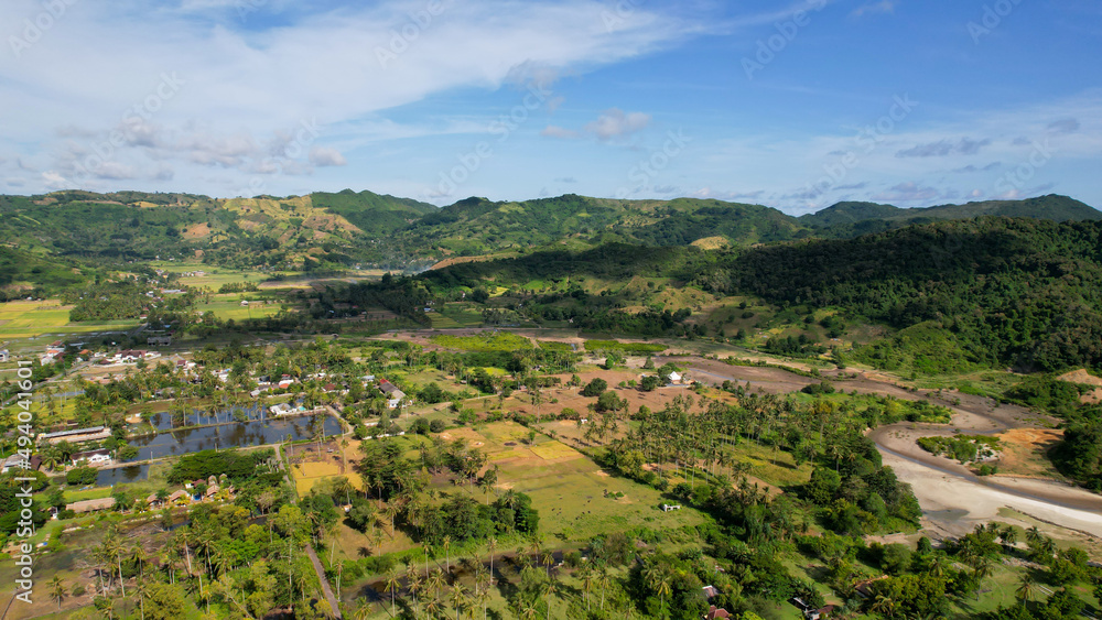 Aerial view of beautiful scenery in lombok. Lombok, Indonesia, March 22, 2022