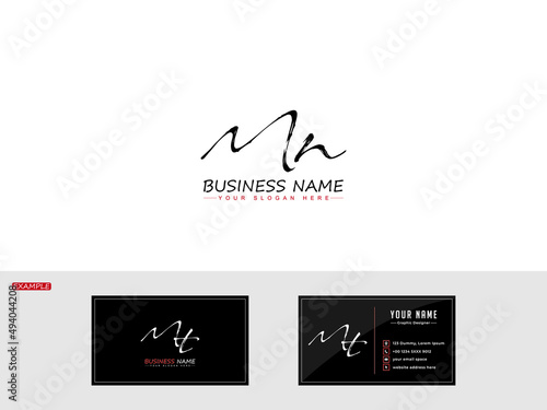 Signature MN Vector Icon Logo, Brush mn Signature Letter Logo for stylish wedding or unique business with business card template