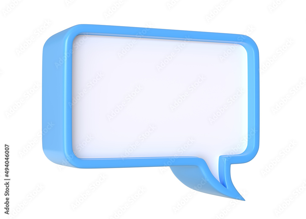 3D Minimal blue chat bubble isolated on a white background with copy space. Speech bubble icon. Comment symbol. Bubble talk. Comment sign. 3d rendering 3d illustration 3D Minimal blue chat bubble isolated on a white background with copy space. Speech bubble icon. Comment symbol. Bubble talk. Comment sign. 3d rendering 3d illustration