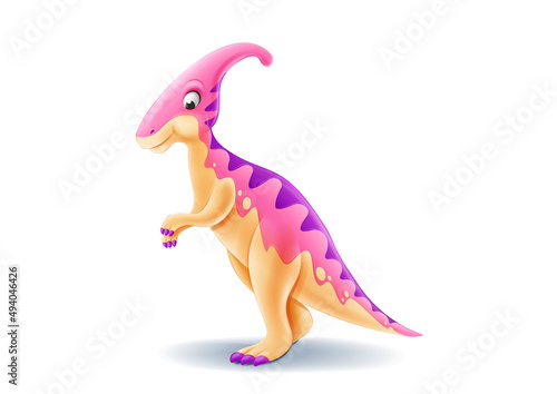 Parasaurus dinosaur cartoon isolated on white photo